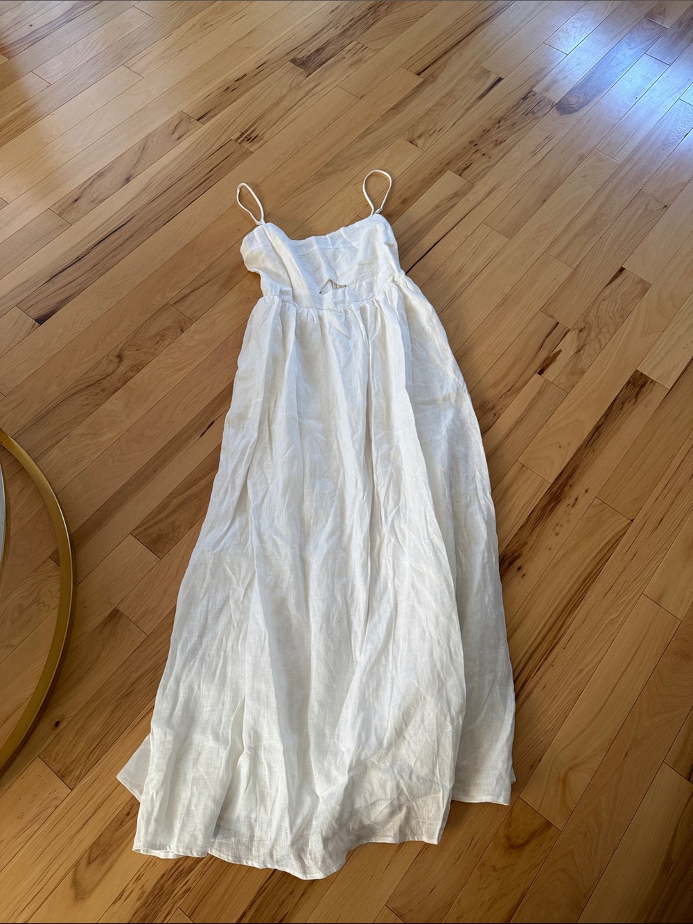 DISSH White Linen Maxi Dress with Spaghetti Straps